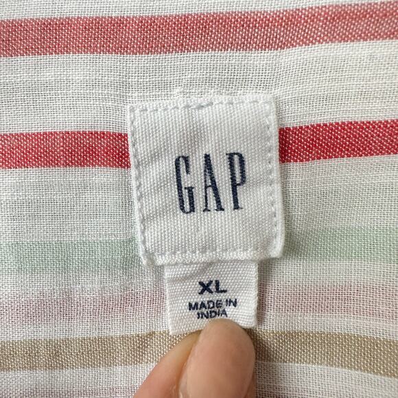 GAP Drapey Relaxed Shirt Size XL Striped Coastal Beach‎ Rainbow Summercore Retro - Picture 3 of 11